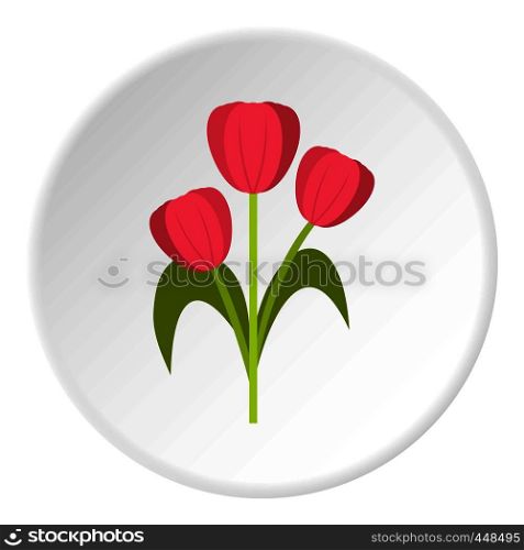 Pink tulips icon in flat circle isolated vector illustration for web. Pink tulips icon circle