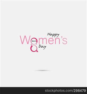 Pink Typographical Design Elements.Happy Women's day.International Women's day symbol. Minimalistic design for international women's day concept.Vector illustration