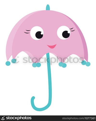 Pink umbrella, illustration, vector on white background.