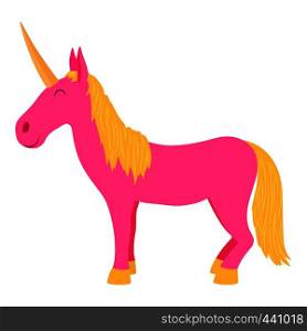 Pink unicorn icon. Cartoon illustration of pink unicorn vector icon for web. Pink unicorn icon, cartoon style