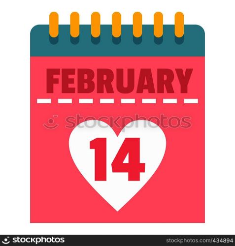 Pink Valentines day calendar icon flat isolated on white background vector illustration. Pink Valentines day calendar icon isolated