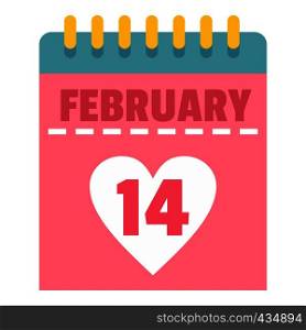 Pink Valentines day calendar icon flat isolated on white background vector illustration. Pink Valentines day calendar icon isolated