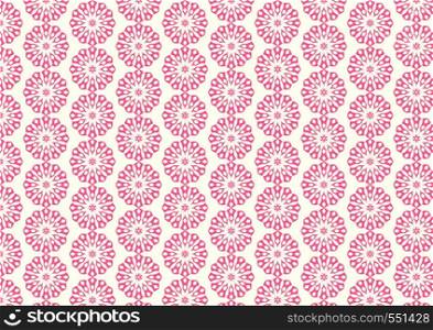 Pink Vintage blossom and modern shape pattern on pastel background. Classic bloom pattern style for design