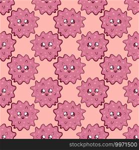 Pink viruses pattern, illustration, vector on white background