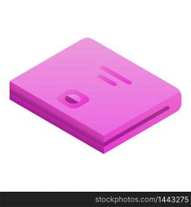 Pink wallet icon. Isometric of pink wallet vector icon for web design isolated on white background. Pink wallet icon, isometric style