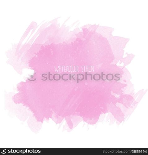 Pink watercolor stain on white background. Abstract blot isolated.