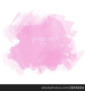 Pink watercolor stain on white background. Abstract blot isolated.