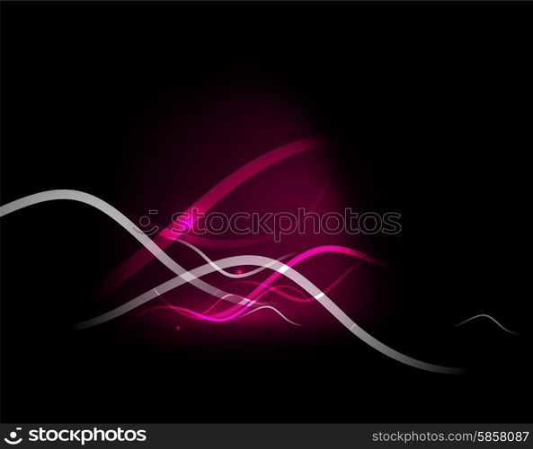 Pink wave elements in dark space with copyspace. Pink wave elements in dark space with copy space. Vector illustration. Abstract background