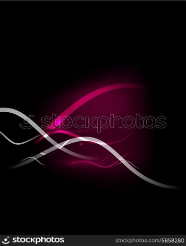 Pink wave elements in dark space with copyspace. Pink wave elements in dark space with copy space. Vector illustration. Abstract background
