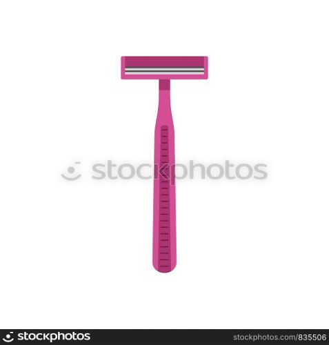 Pink woman razor icon. Flat illustration of pink woman razor vector icon for web isolated on white. Pink woman razor icon, flat style