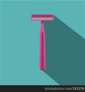 Pink woman razor icon. Flat illustration of pink woman razor vector icon for web design. Pink woman razor icon, flat style
