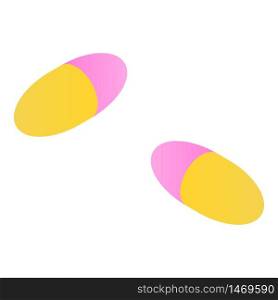Pink yellow capsule icon. Isometric of pink yellow capsule vector icon for web design isolated on white background. Pink yellow capsule icon, isometric style