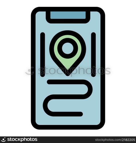 Pinned location icon. Outline pinned location vector icon color flat isolated. Pinned location icon color outline vector