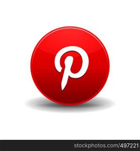 Pinterest icon in simple style on a white background. Pinterest icon, simple style