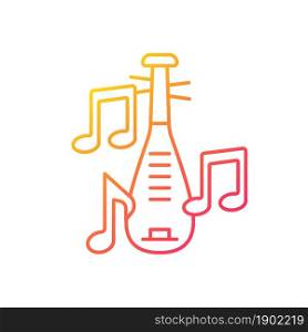 Pipa instrument gradient linear vector icon. Four-stringed plucked lute. Traditional pear-shaped instrument. Thin line color symbol. Modern style pictogram. Vector isolated outline drawing. Pipa instrument gradient linear vector icon
