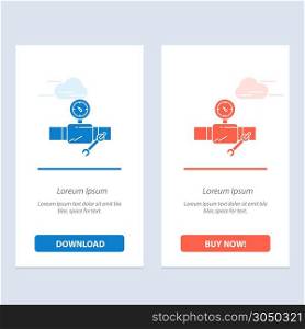 Pipe, Building, Construction, Repair, Gage Blue and Red Download and Buy Now web Widget Card Template