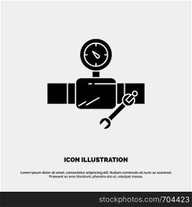 Pipe, Building, Construction, Repair, Gage solid Glyph Icon vector