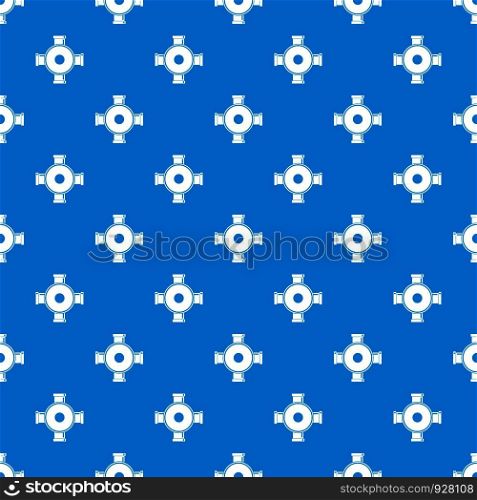 Pipe fitting pattern repeat seamless in blue color for any design. Vector geometric illustration. Pipe fitting pattern seamless blue