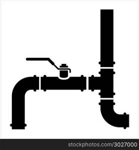 Pipe Icon, Pipe Fitting Icon Vector Art Illustration. Pipe Icon, Pipe Fitting Icon