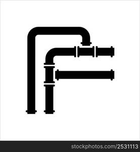 Pipe Icon, Pipe Fitting Icon, Water, Gas, Oil Pipeline, Plumbing Work Vector Art Illustration