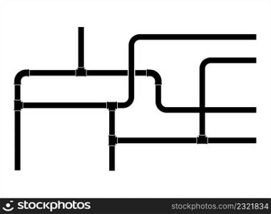 Pipe Icon, Plumbing Work, Gas,, Air, Water, Oil, Liquid Pipeline Vector Art Illustration