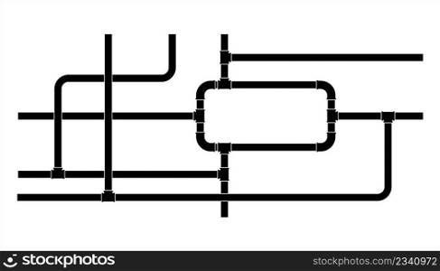 Pipe Icon, Plumbing Work, Gas,, Air, Water, Oil, Liquid Pipeline Vector Art Illustration