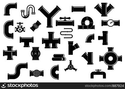 Pipe icon set. Simple set of pipe vector icons for web design isolated on white background. Pipe icon set, simple style