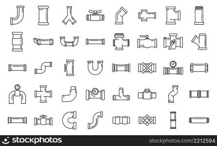 Pipe icons set outline vector. Steel valve. Water gas. Pipe icons set outline vector. Steel valve