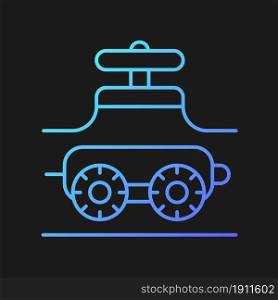 Pipe-inspecting robots gradient vector icon for dark theme. Robotic crawler. Automatic pipeline inspection. Thin line color symbol. Modern style pictogram. Vector isolated outline drawing. Pipe-inspecting robots gradient vector icon for dark theme