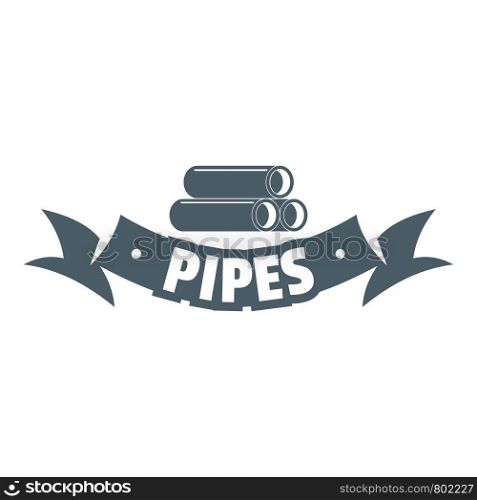 Pipe logo. Gray monochrome illustration of pipe vector logo for web. Pipe logo, gray monochrome style