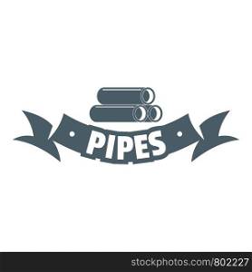 Pipe logo. Gray monochrome illustration of pipe vector logo for web. Pipe logo, gray monochrome style