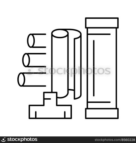 pipe plastic waste line icon vector. pipe plastic waste sign. isolated contour symbol black illustration. pipe plastic waste line icon vector illustration