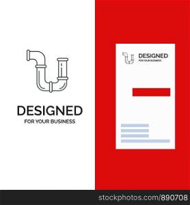 Pipe, Plumber, Repair, Tools, Water Grey Logo Design and Business Card Template