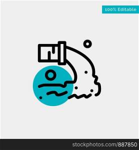 Pipe, Pollution, Radioactive, Sewage, Waste turquoise highlight circle point Vector icon