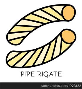 Pipe rigate pasta icon. Outline pipe rigate pasta vector icon color flat isolated on white. Pipe rigate pasta icon color outline vector