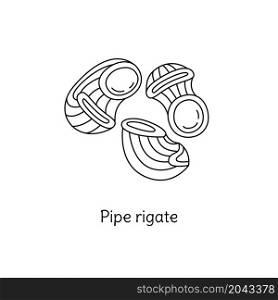 Pipe rigate pasta illustration. Vector doodle sketch. Traditional Italian food. Hand-drawn image for engraving or coloring book. Isolated black line icon. Editable stroke.. Pipe rigate pasta illustration. Vector doodle sketch. Traditional Italian food. Hand-drawn image for engraving or coloring book. Isolated black line icon. Editable stroke