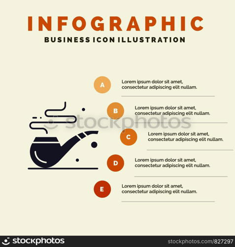 Pipe, Smoke, St. Patrick, Tube Solid Icon Infographics 5 Steps Presentation Background