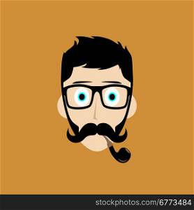pipe smoker guy. pipe smoker guy cartoon theme vector art illustration