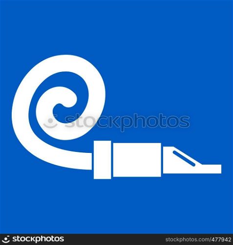 Pipe tongue icon white isolated on blue background vector illustration. Pipe tongue icon white