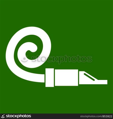 Pipe tongue icon white isolated on green background. Vector illustration. Pipe tongue icon green