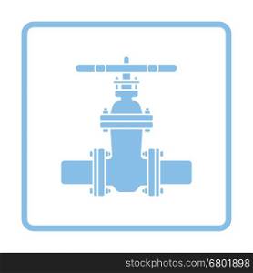 Pipe valve icon. Blue frame design. Vector illustration.
