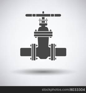 Pipe valve icon on gray background, round shadow. Vector illustration.