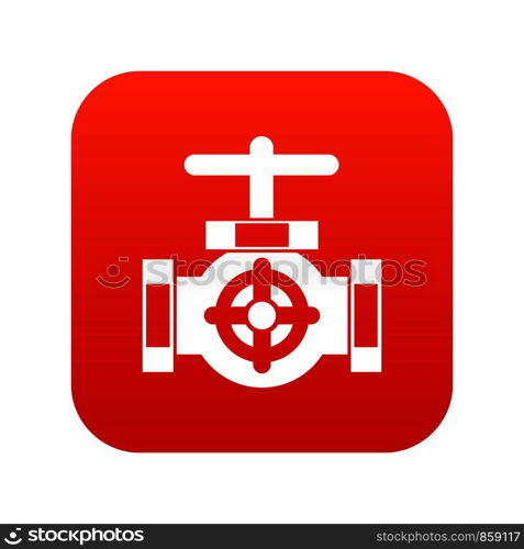 Pipe with a valves icon digital red for any design isolated on white vector illustration. Pipe with a valves icon digital red