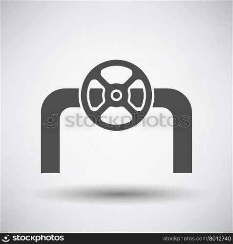 Pipe with valve icon on gray background with round shadow. Vector illustration.