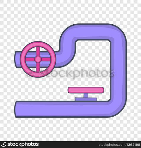Pipe with valves icon in cartoon style isolated on background for any web design . Pipe with valves icon, cartoon style
