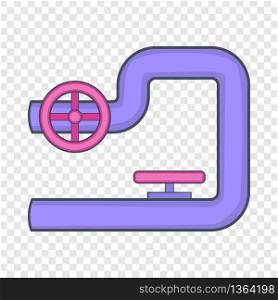 Pipe with valves icon in cartoon style isolated on background for any web design . Pipe with valves icon, cartoon style
