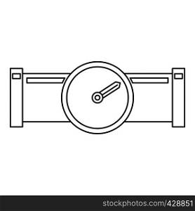 Pipe with water meter icon. Outline illustration of pipe with water meter vector icon for web. Pipe with water meter icon, outline style