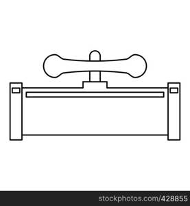 Pipe with water valve icon. Outline illustration of pipe with water valve vector icon for web. Pipe with water valve icon, outline style