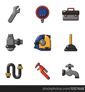 Pipe workroom icons set. Cartoon set of 9 pipe workroom vector icons for web isolated on white background. Pipe workroom icons set, cartoon style