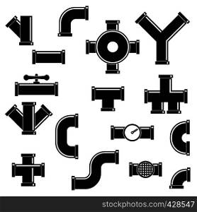Pipeline icons set. Simple illustration of 16 pipeline vector icons for web. Pipeline icons set, simple style